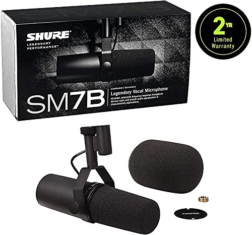 Shure SM7B Dynamisches Gesangsmikrofon für Rundfunk, Podcast und Aufnahmen, XLR-Studiomikrofon für Musik und Sprache, breiter Frequenzbereich, Warmer und weicher Klang - Schwarz Bild 2