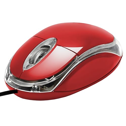 APM Optische Maus, kabelgebunden, Rot, beidhändig, Hintergrundbeleuchtung, 800 DPI, 3 Tasten, kompatibel mit PC, Mac, Laptop, 100121 Bild 1
