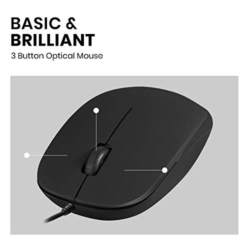 Perixx PERIMICE-201UB, schnurgebunden USB - Opitsche 3 Tasten Maus - 800 dpi - Blau beleuchtetes Scrollrad - Plug&Play - Schwarz Bild 2