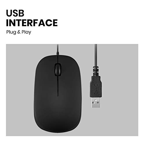 Perixx PERIMICE-201UB, schnurgebunden USB - Opitsche 3 Tasten Maus - 800 dpi - Blau beleuchtetes Scrollrad - Plug&Play - Schwarz Bild 3