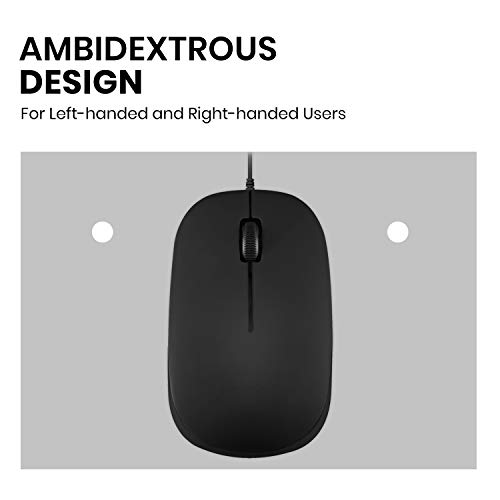 Perixx PERIMICE-201UB, schnurgebunden USB - Opitsche 3 Tasten Maus - 800 dpi - Blau beleuchtetes Scrollrad - Plug&Play - Schwarz Bild 6