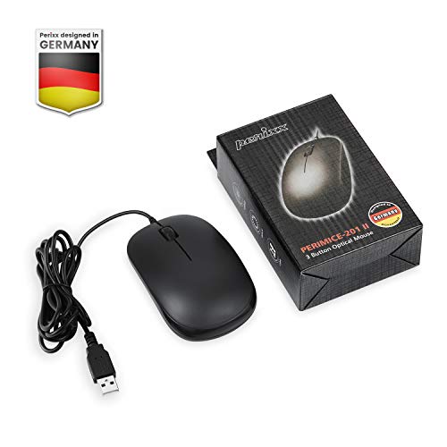 Perixx PERIMICE-201UB, schnurgebunden USB - Opitsche 3 Tasten Maus - 800 dpi - Blau beleuchtetes Scrollrad - Plug&Play - Schwarz Bild 7