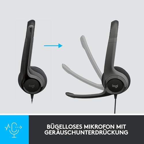 Logitech H390 verkabelter Kopfhörer für PC/Laptop, Stereokopfhörer mit rauschunterdrückendem Mikrofon USB-A, Inline-Steuerungen, für Chromebook geeignet - Schwarz Bild 3
