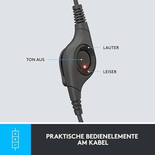 Logitech H390 verkabelter Kopfhörer für PC/Laptop, Stereokopfhörer mit rauschunterdrückendem Mikrofon USB-A, Inline-Steuerungen, für Chromebook geeignet - Schwarz Bild 4