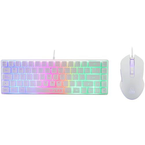 The G-Lab - Combo Hydrogen – Gaming-Tastatur, 60% kabelgebunden, RGB-Hintergrundbeleuchtung, azerty, kompaktes Format + Gaming-Maus RGB, 6 Tasten, 6200 DPI – PC/PS4/PS5 – Weiß Bild 1