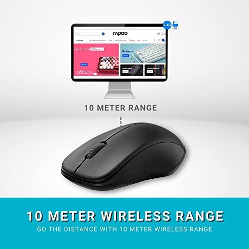 Rapoo 1620 kabellose Maus wireless Mouse 2.4 GHz Computermaus 1000 DPI Sensor 9 Monate Batterielaufzeit ergonomisch für PC & Mac schwarz, Regulär Bild 2