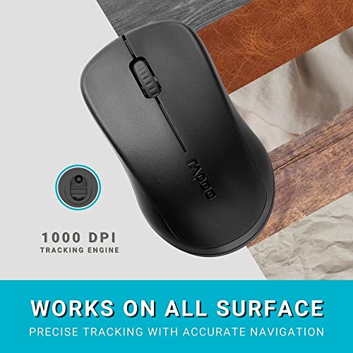 Rapoo 1620 kabellose Maus wireless Mouse 2.4 GHz Computermaus 1000 DPI Sensor 9 Monate Batterielaufzeit ergonomisch für PC & Mac schwarz, Regulär Bild 3