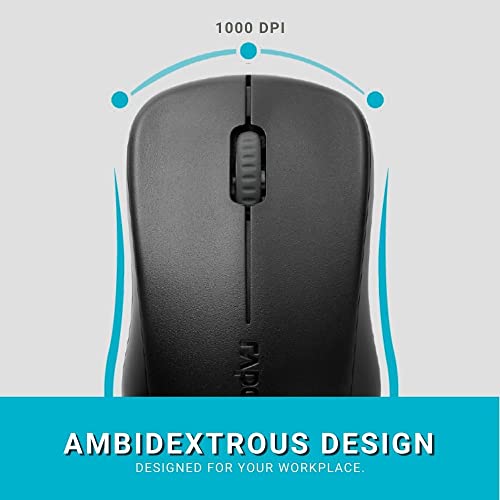 Rapoo 1620 kabellose Maus wireless Mouse 2.4 GHz Computermaus 1000 DPI Sensor 9 Monate Batterielaufzeit ergonomisch für PC & Mac schwarz, Regulär Bild 5