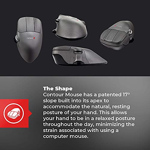 Contour Mouse | Kabelgebunden USB Maus | Kabelmaus für Linkshänder | 5 Programmierbare Tasten | Für Laptop PC Computer Notebook Gaming | Kompatibel mit Windows + Mac | M Bild 3
