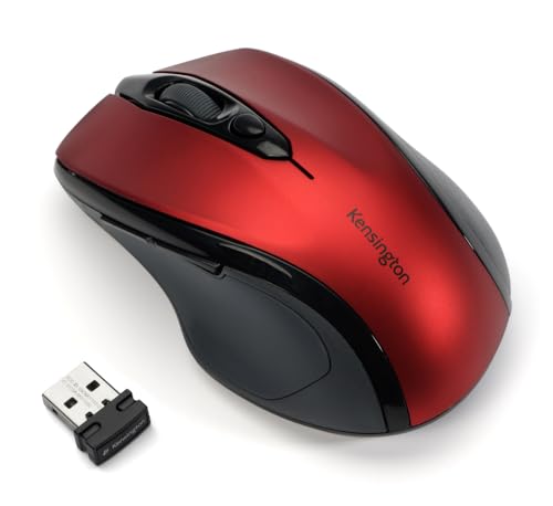 Kensington ProFit Kabellose Maus, Mittlelgroß, Optische 5-Tasten Funkmaus mit ergonomischer Form für Rechtshänder und Plug & Play Betrieb - Kompatibel mit Windows & MacOS, Rot, K72422WW Bild 1