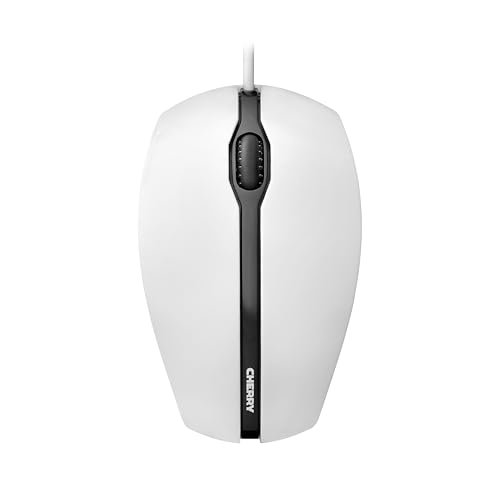 CHERRY GENTIX Corded, Kabelgebundene Maus, Präzises Scrollrad, Optischer Sensor, Symmetrisches Design für Links- & Rechtshänder, Kabel 1,8 m, USB 2.0, Weiß-Grau Bild 1