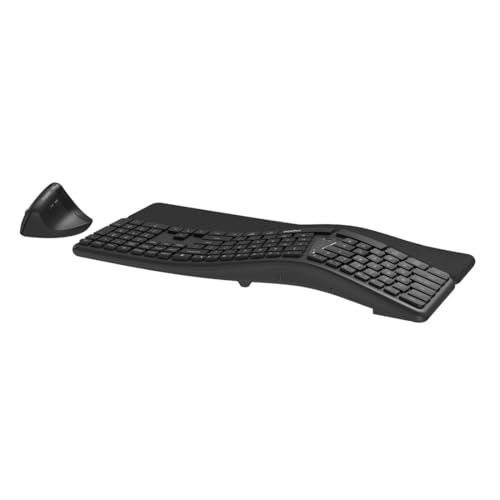 Rapoo 8810ME Tastatur Maus Set Kabellos ergonomisch - Bluetooth & 2.4G USB Wireless, Multi Device bis 3 Geräte, vertikale Maus, Geteilte Tastatur mit Handballenauflage, QWERTZ Layout Deutsch, grau Bild 4