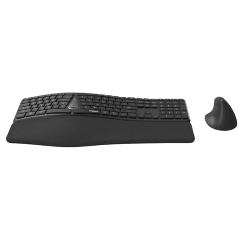 Rapoo 8810ME Tastatur Maus Set Kabellos ergonomisch - Bluetooth & 2.4G USB Wireless, Multi Device bis 3 Geräte, vertikale Maus, Geteilte Tastatur mit Handballenauflage, QWERTZ Layout Deutsch, grau Bild 6