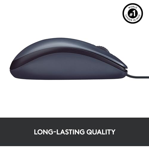 Logitech B100 Maus mit Kabel, USB-Anschluss, 800 DPI Optischer Sensor, 3 Tasten, Für Links- und Rechtshänder, PC/Mac - Schwarz Bild 6