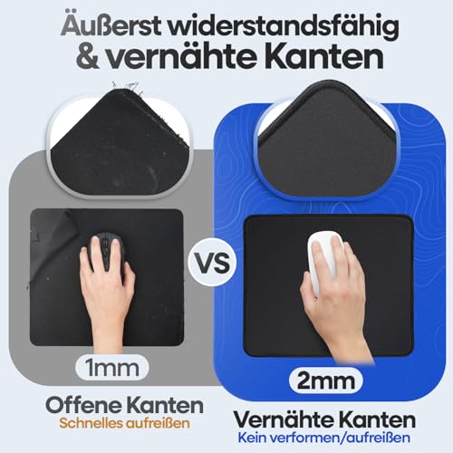Sidorenko Gaming Mauspad - 280 x 200 mm - Mouse Pad mit Vernähte Kanten - Rutschfester Mousepad mit Einer speziellen Oberfläche verbessert Geschwindigkeit und Präzision - Maus Pad in schwarz Bild 2