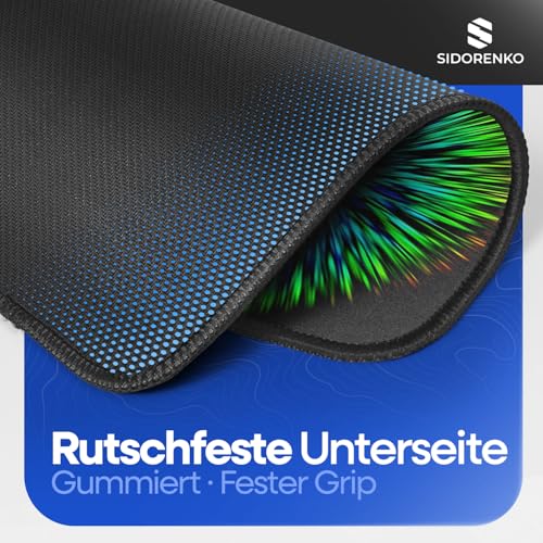 Sidorenko Gaming Mauspad - 280 x 200 mm - Mouse Pad mit Vernähte Kanten - Rutschfester Mousepad mit Einer speziellen Oberfläche verbessert Geschwindigkeit und Präzision - Maus Pad in schwarz Bild 6