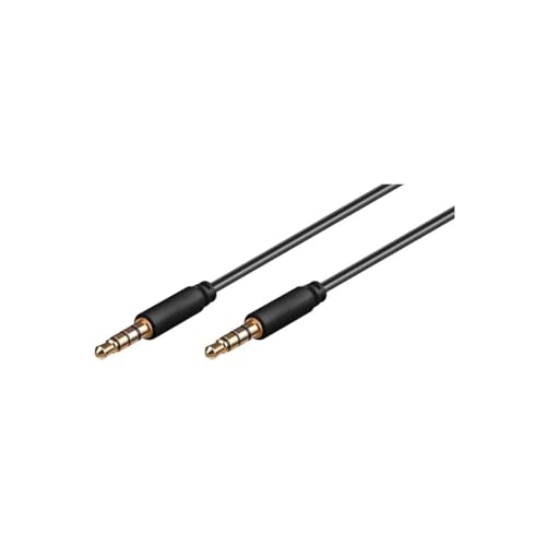 goobay Klinkenkabel 1.5m, 4-poliges AUX Kabel, 3.5mm Stecker auf Stecker, für Headset mit Mikrofon, Slim-Stecker, schwarz - 63828 Bild 1