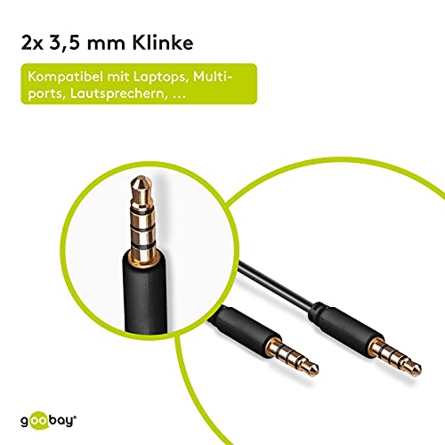 goobay AUX Kabel 2m – 3,5 mm Klinkenkabel 4-polig, Stecker auf Stecker, Stereo Audiokabel für Kopfhörer, Headset mit Mikrofon, Auto, Smartphone, Lautsprecher & PC – 63830 Bild 4