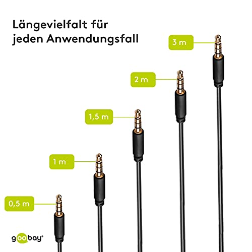 goobay Klinkenkabel 3m, 4-poliges AUX Kabel, 3.5mm Stecker auf Stecker, für Headset mit Mikrofon, Slim-Stecker, schwarz - 63832 Bild 3