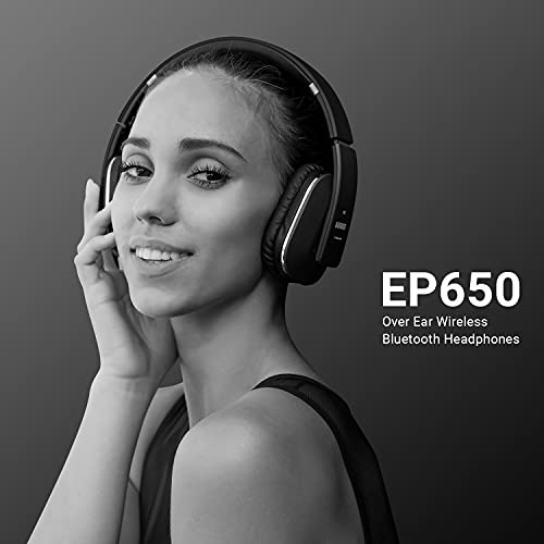 August EP650 - Bluetooth Kopfhörer v4.2 NFC mit aptX Low Latency - Stereo Over Ear Headphones Audio App kabellose Kopfhörer mit Mikrofon für Freisprecher tiefer Bass 15h Akku (schwarz) Bild 7