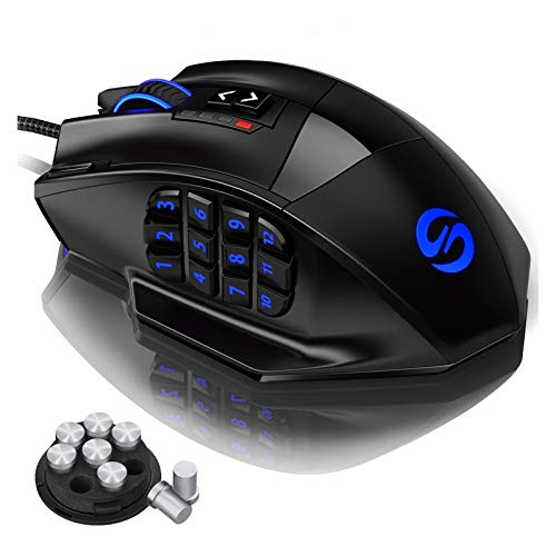 UtechSmart Venus -gaming maus 12 tasten mmo maus 16400 dpi USB Laser Gaming Mouse | 18 Tasten naga | 16400 dpi Abtastrate | High Precision | konfigurierbare LED-Farb-Beleuchtung | MMO Gaming Bild 1