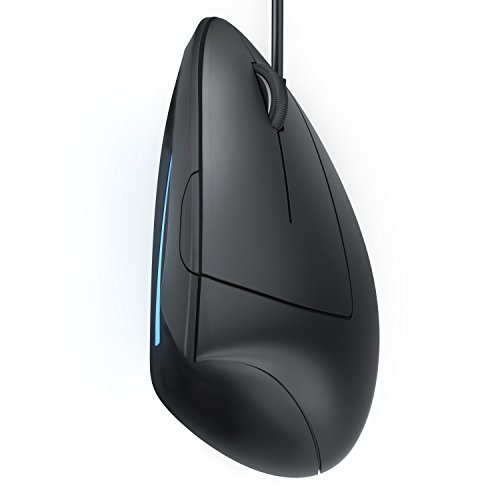 CSL - optische Maus - vertikale Ausführung - ergonomisches Design - Vorbeugung gegen Mausarm Tennisarm - besonders armschonend - 5 Tasten Schwarz Bild 4