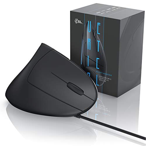 CSL - optische Maus - vertikale Ausführung - ergonomisches Design - Vorbeugung gegen Mausarm Tennisarm - besonders armschonend - 5 Tasten Schwarz Bild 6
