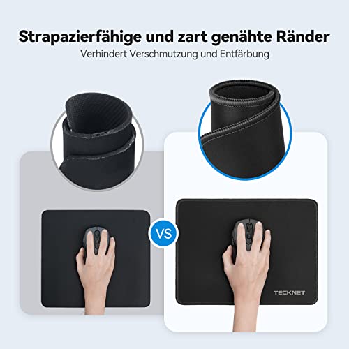 TECKNET Mauspad, 280 x 210 mm Gaming Mousepad mit Wasserdicht und Rutschfester Gummi für PC-Büro, Arbeit, Gaming, Studium, Laptop, Computer, Zuhause-Schwarz Bild 2