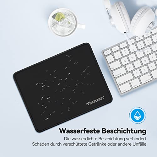TECKNET Mauspad, 280 x 210 mm Gaming Mousepad mit Wasserdicht und Rutschfester Gummi für PC-Büro, Arbeit, Gaming, Studium, Laptop, Computer, Zuhause-Schwarz Bild 4