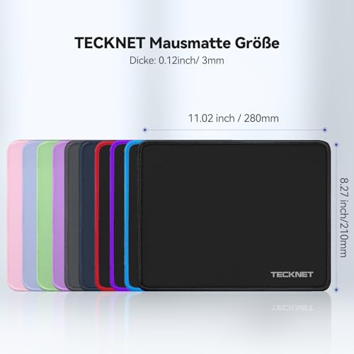 TECKNET Mauspad, 280 x 210 mm Gaming Mousepad mit Wasserdicht und Rutschfester Gummi für PC-Büro, Arbeit, Gaming, Studium, Laptop, Computer, Zuhause-Schwarz Bild 6