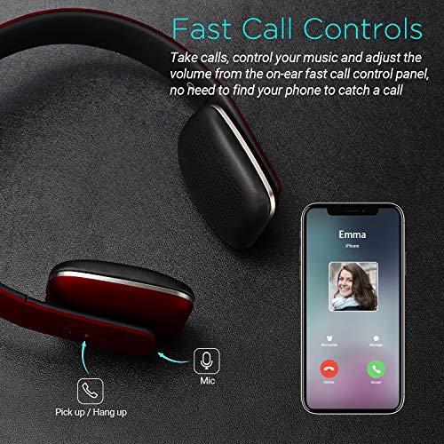 August EP636 - Bluetooth v4.1 NFC Kopfhörer - mit Freisprechfunktion und integriertem 14h Akku (rot) Bild 4