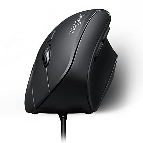 Perixx 11209 PERIMICE-515 II Ergonomische Vertikale Maus - 1000/1600 DPI - Natürliches vertikales Design für Rechtshänder, Schwarz Bild 1