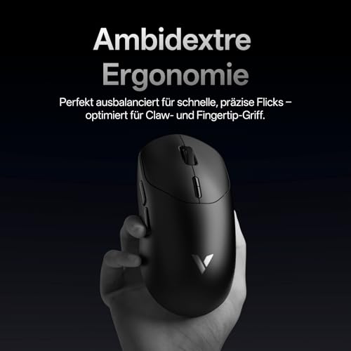 Rapoo VT2 Kabellose Gaming-Maus, 26K DPI Sensor, echte 8000Hz Abfragerate, 53g Ultraleicht, 750 Std. Akku, Nordic nRF54L15 MCU, 100 Millionen mechanische Schalter, 10 programmierbare Tasten, Schwarz Bild 5
