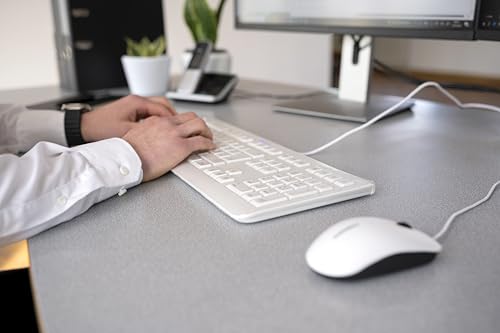 CHERRY MC 1000, Kabelgebundene Office-Maus, Optischer Sensor (1.200 DPI), 3 Tasten, Symmetrisches Design für Links- & Rechtshänder, GS-Zertifizierung, Weiß-Grau Bild 5