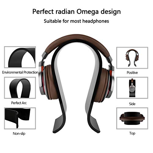 GEEKRIA Acryl Omega Kopfhörerständer für Over-Ear Kopfhörer, Gaming-Headset-Ständer, Desk Display Aufhänger, kompatibel mit Sony, AKG, Sennheiser, JVC, Philips, Bang & Olufsen (Schwarz) Bild 2