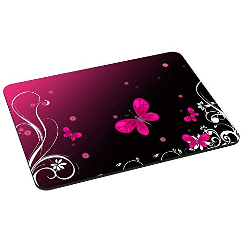 PEDEA Gaming und Office Mauspad - 220 x 180 mm - mit vernähten Rändern und rutschfester Unterseite, Butterfly Bild 1