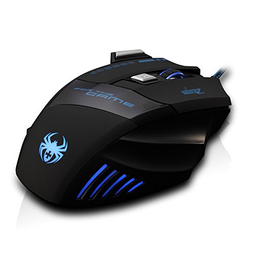 zelotes Kabelgebundene Gaming-Maus mit 7200 DPI,8 Tasten,LED-Beleuchtung,USB optische Ergonomische Gamer Maus mit Kabel für PC,Mac,Laptop,Schwarz Bild 5