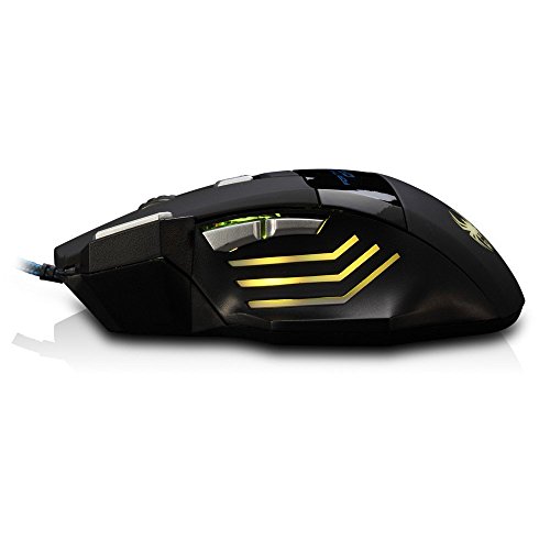 zelotes Kabelgebundene Gaming-Maus mit 7200 DPI,8 Tasten,LED-Beleuchtung,USB optische Ergonomische Gamer Maus mit Kabel für PC,Mac,Laptop,Schwarz Bild 6