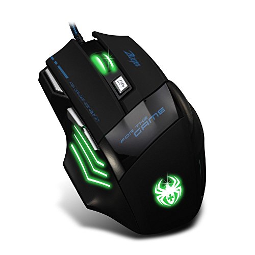 zelotes Kabelgebundene Gaming-Maus mit 7200 DPI,8 Tasten,LED-Beleuchtung,USB optische Ergonomische Gamer Maus mit Kabel für PC,Mac,Laptop,Schwarz Bild 7