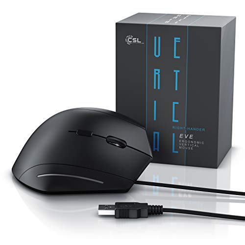 CSL - optische Vertikal USB Maus - vertikale kabelgebundene Ausführung - ergonomisches Design - Vorbeugung gegen Maus- Tennisarm besonders armschonend - 6 Tasten Bild 6