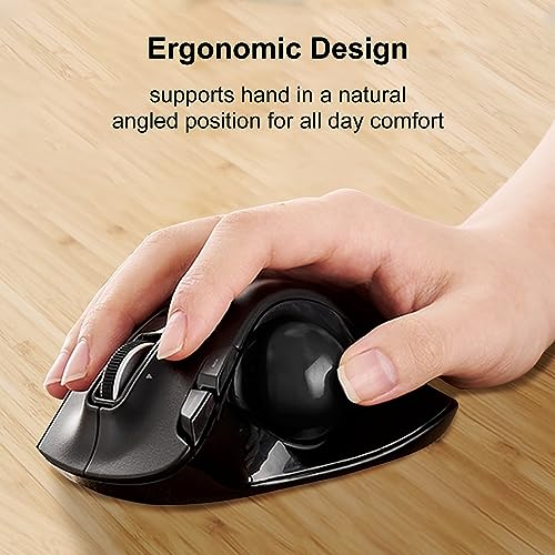 ELECOM EX-G Trackball-Maus, 2,4 GHz USB Wireless, Ergonomisches Design, Daumensteuerung, glatter Rollball, optische Verfolgung, 6 programmierbare Tasten, Neigungs-Scroll, Computermäuse für Laptop, PC, Bild 2