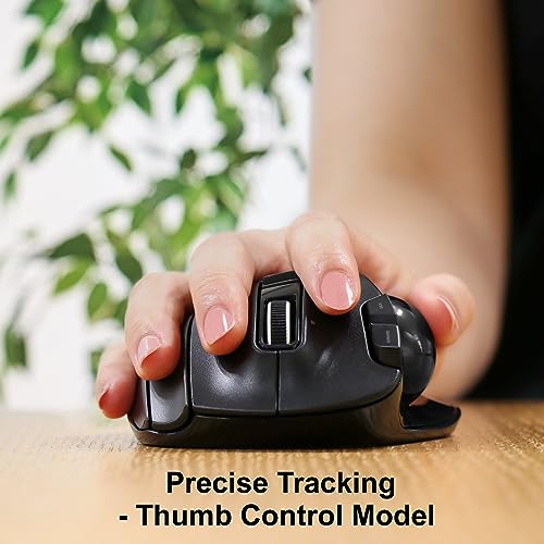 ELECOM EX-G Trackball-Maus, 2,4 GHz USB Wireless, Ergonomisches Design, Daumensteuerung, glatter Rollball, optische Verfolgung, 6 programmierbare Tasten, Neigungs-Scroll, Computermäuse für Laptop, PC, Bild 3