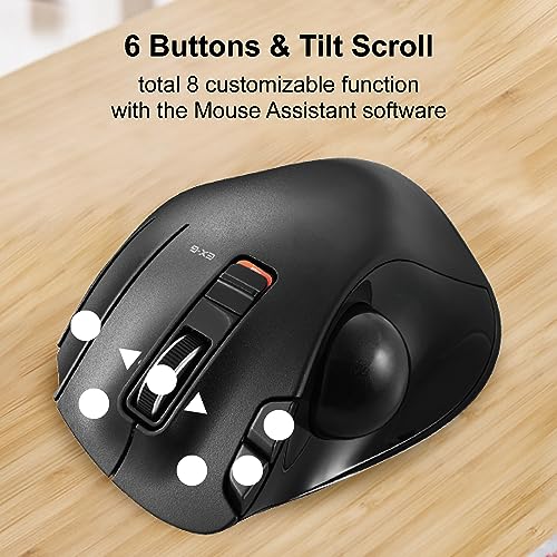 ELECOM EX-G Trackball-Maus, 2,4 GHz USB Wireless, Ergonomisches Design, Daumensteuerung, glatter Rollball, optische Verfolgung, 6 programmierbare Tasten, Neigungs-Scroll, Computermäuse für Laptop, PC, Bild 4