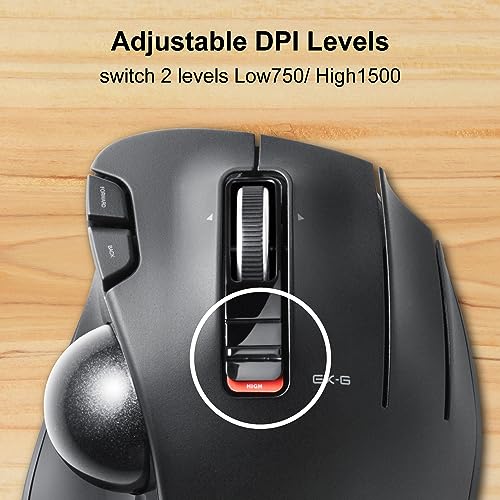 ELECOM EX-G Trackball-Maus, 2,4 GHz USB Wireless, Ergonomisches Design, Daumensteuerung, glatter Rollball, optische Verfolgung, 6 programmierbare Tasten, Neigungs-Scroll, Computermäuse für Laptop, PC, Bild 5
