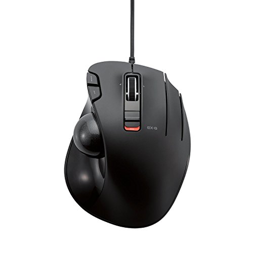 ELECOM Kabelgebundene Trackball-Maus mit einfacher Daumenkontrolle, geformtes ergonomisches Design, 6-Tasten-Funktion mit reibungsloser Verfolgung, präziser optischer Gaming-Sensor, kompatibel mit Bild 1