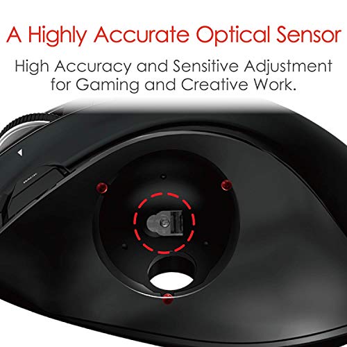 ELECOM Kabelgebundene Trackball-Maus mit einfacher Daumenkontrolle, geformtes ergonomisches Design, 6-Tasten-Funktion mit reibungsloser Verfolgung, präziser optischer Gaming-Sensor, kompatibel mit Bild 5