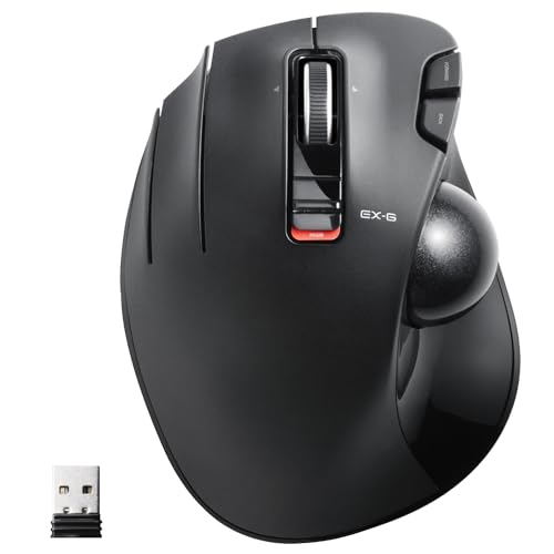 ELECOM EX-G Linkshänder-Trackball-Maus, 2,4 GHz USB Wireless, Ergonomisch, Daumensteuerung, Tracking Roller Ball, 6 programmierbare Tasten, Neigungs-Scroll Bild 1