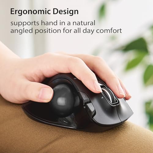ELECOM EX-G Linkshänder-Trackball-Maus, 2,4 GHz USB Wireless, Ergonomisch, Daumensteuerung, Tracking Roller Ball, 6 programmierbare Tasten, Neigungs-Scroll Bild 3