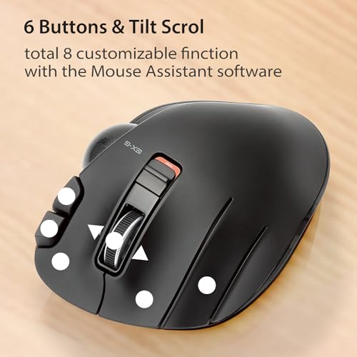 ELECOM EX-G Linkshänder-Trackball-Maus, 2,4 GHz USB Wireless, Ergonomisch, Daumensteuerung, Tracking Roller Ball, 6 programmierbare Tasten, Neigungs-Scroll Bild 4