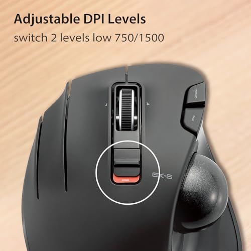 ELECOM EX-G Linkshänder-Trackball-Maus, 2,4 GHz USB Wireless, Ergonomisch, Daumensteuerung, Tracking Roller Ball, 6 programmierbare Tasten, Neigungs-Scroll Bild 5